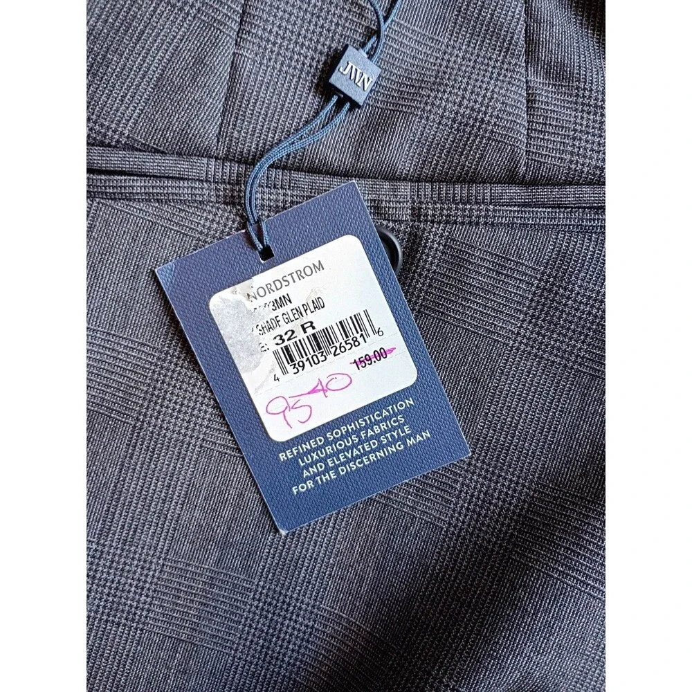 John W. Nordstrom JWN Glen Plaid Wool Dress Pants 32W Traditional Fit